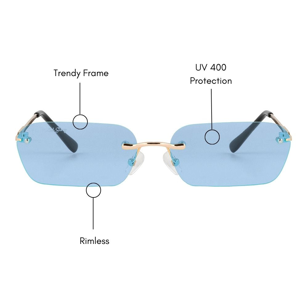 Rimless Rectangle Tint Sunglasses (UV400 Protection)