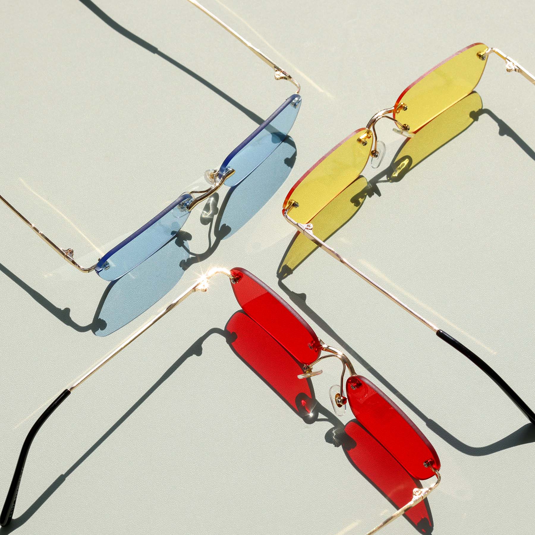 Rimless Rectangle Tint Sunglasses (UV400 Protection)
