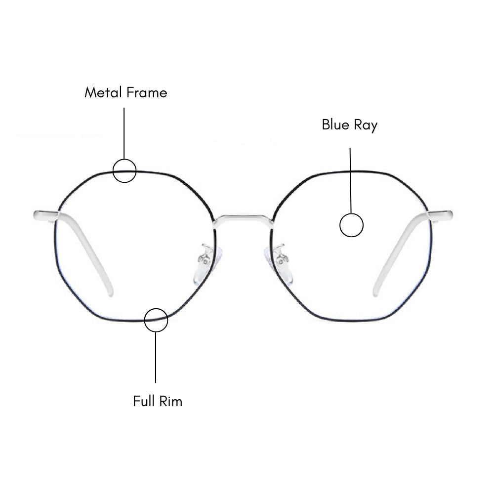 Blue Ray Hexagonal Eyeglasses