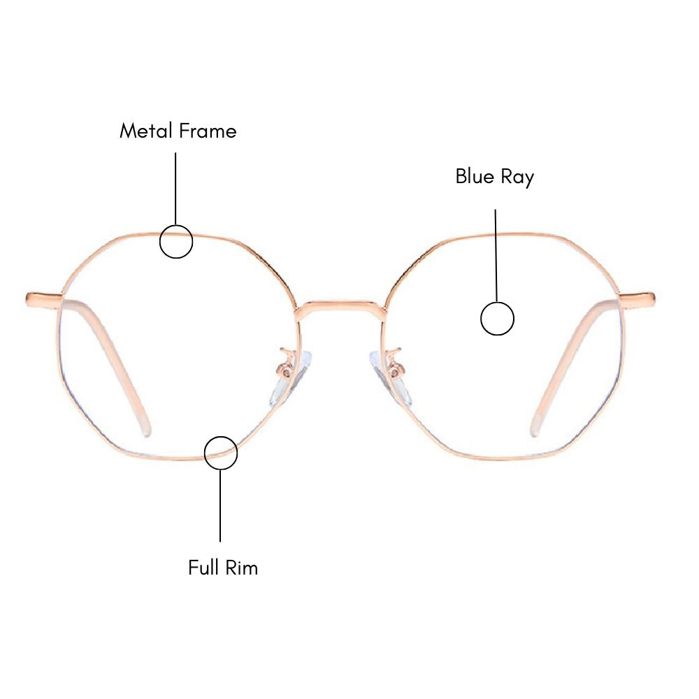 Blue Ray Hexagonal Eyeglasses