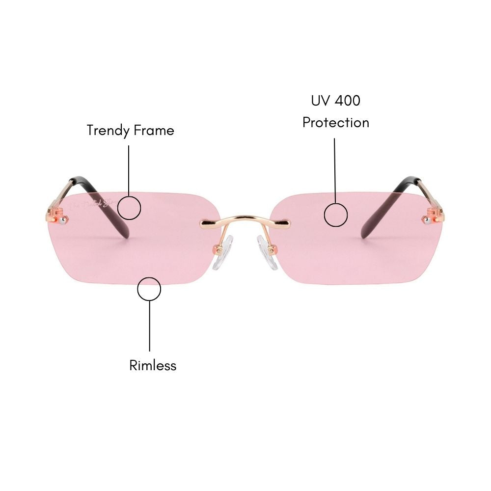 Rimless Rectangle Tint Sunglasses (UV400 Protection)