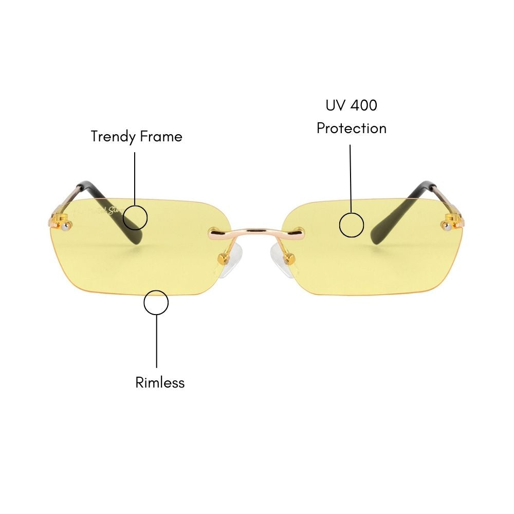 Rimless Rectangle Tint Sunglasses (UV400 Protection)