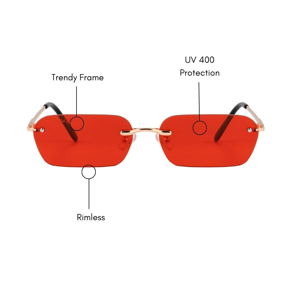 Rimless Rectangle Tint Sunglasses (UV400 Protection)