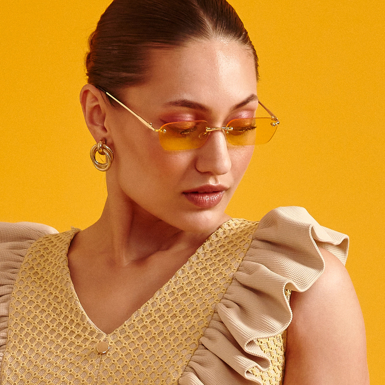 Rimless Rectangle Tint Sunglasses (UV400 Protection)
