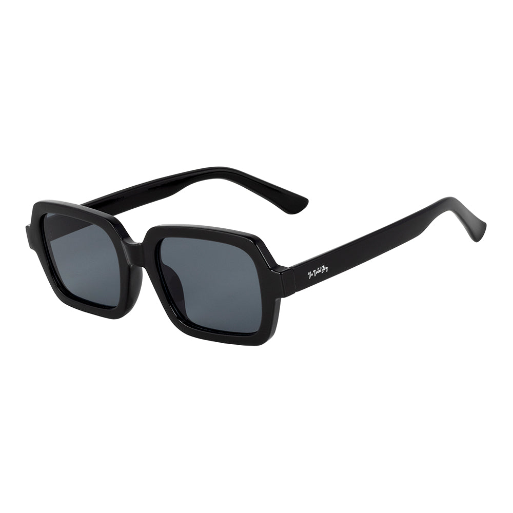 Ebony Glossy Finish Rectangular Sunglasses (UV400 Protection)