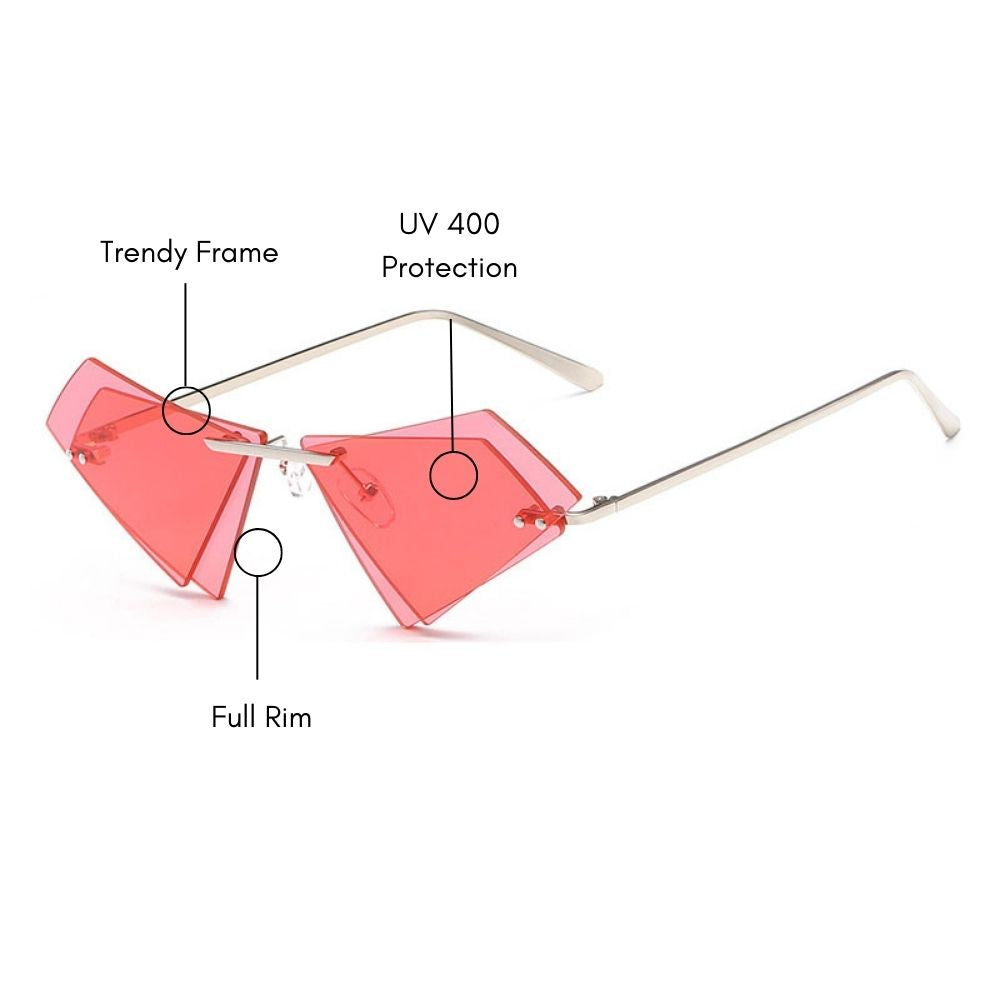 Trendy Rimless Triangle Sunglasses (UV400 Protection)