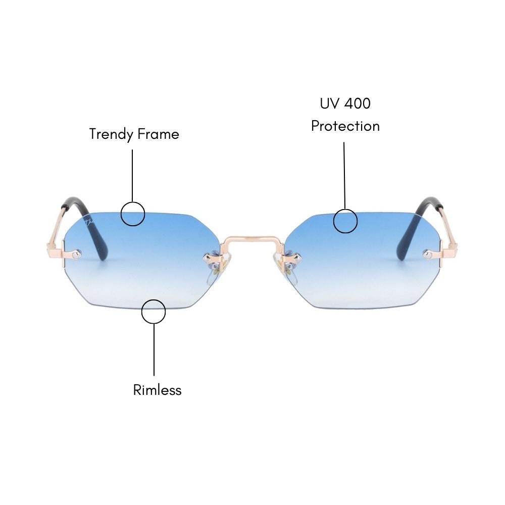 Rimless Hexagonal Sunglasses