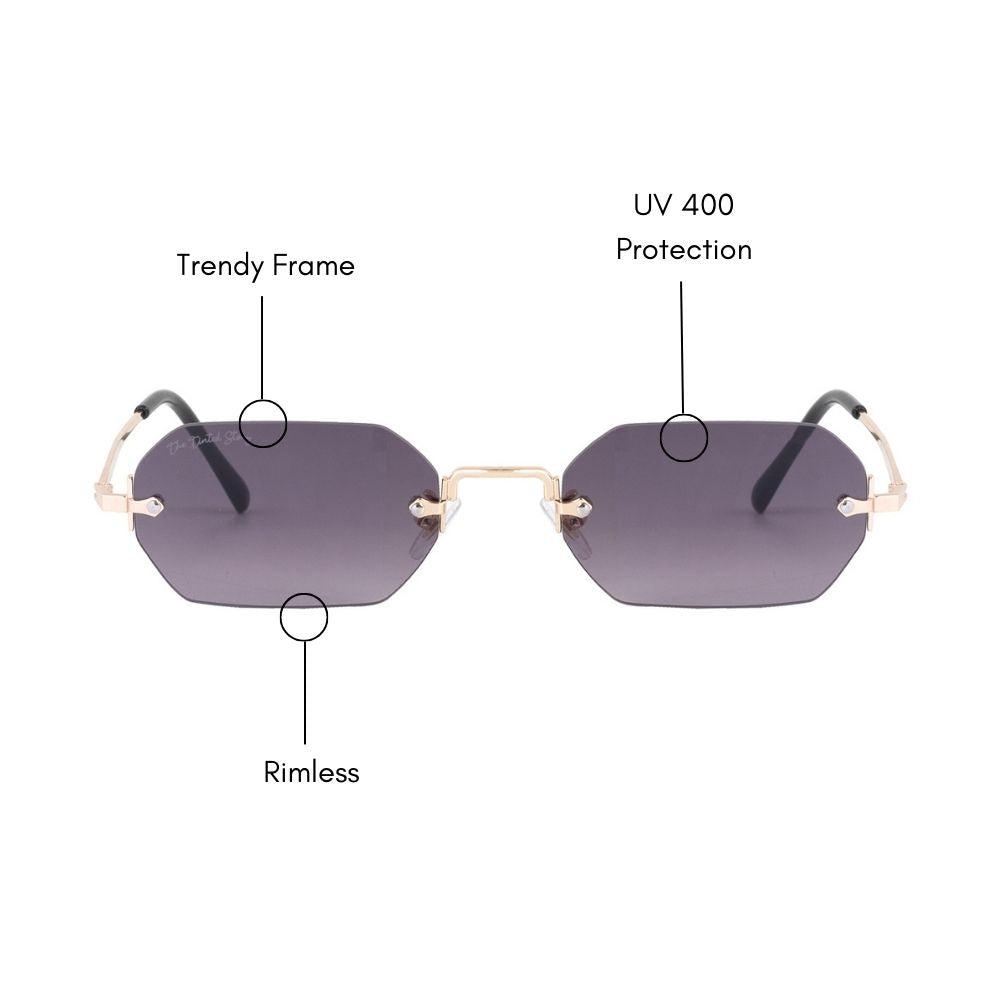 Rimless Hexagonal Sunglasses