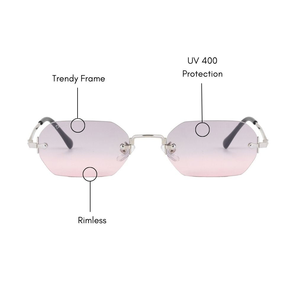 Rimless Hexagonal Sunglasses