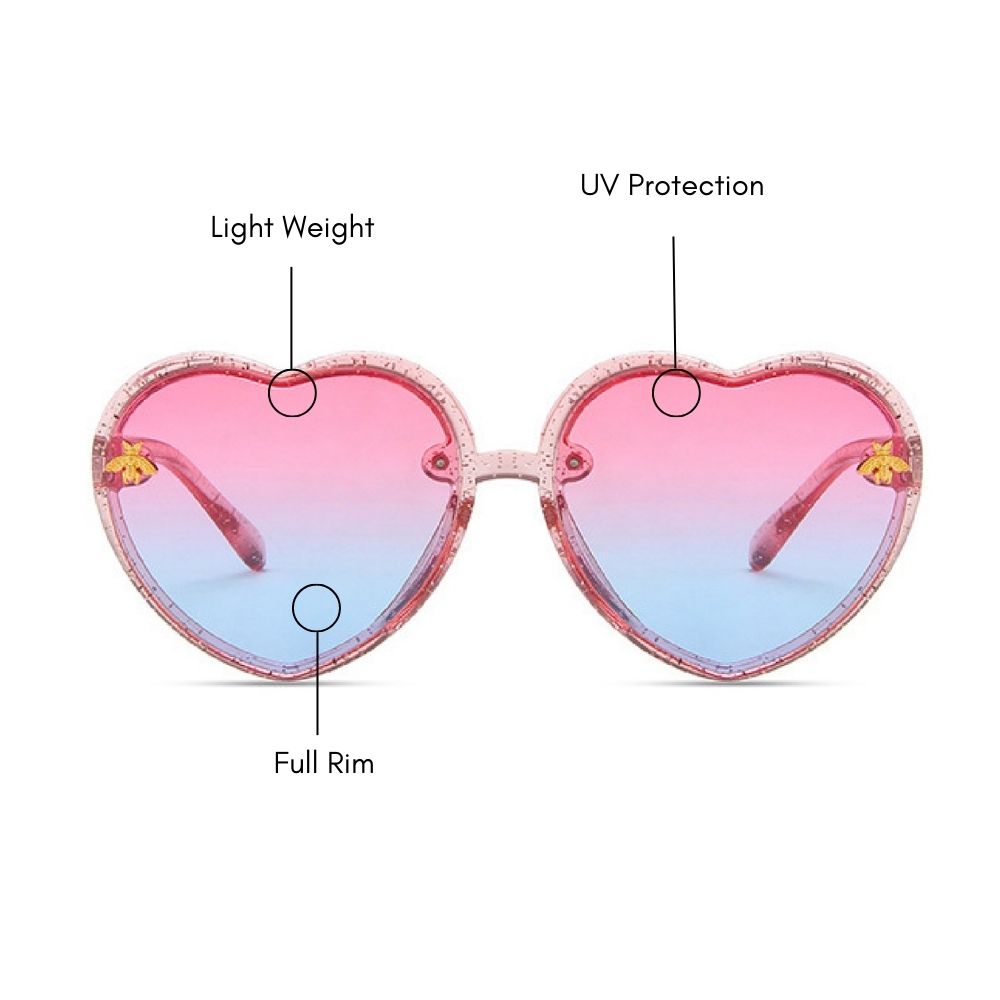 Kids Glitter Heart Sunglasses (UV 400 Protection)