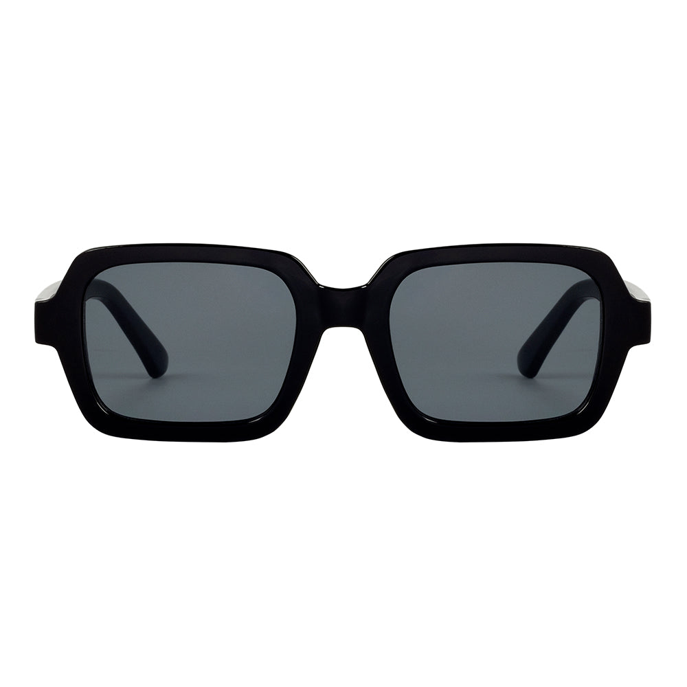 Ebony Glossy Finish Rectangular Sunglasses (UV400 Protection)